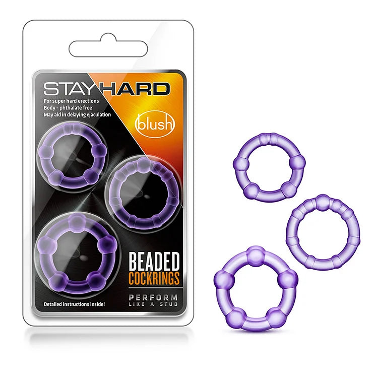 rosvibe - Erection Enhancing Beaded Cock Rings Set - rosvibe