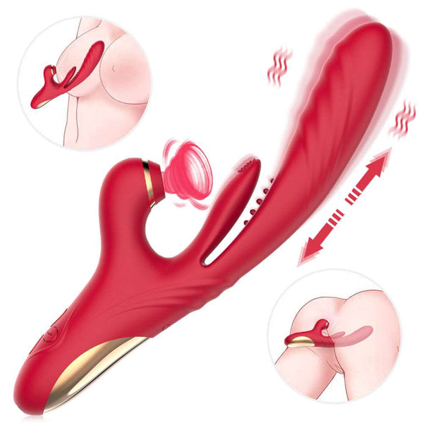 rosvibe - 3 in 1 Suction & Thrusting Vibrator With Tongue For Clitoris & G-spot