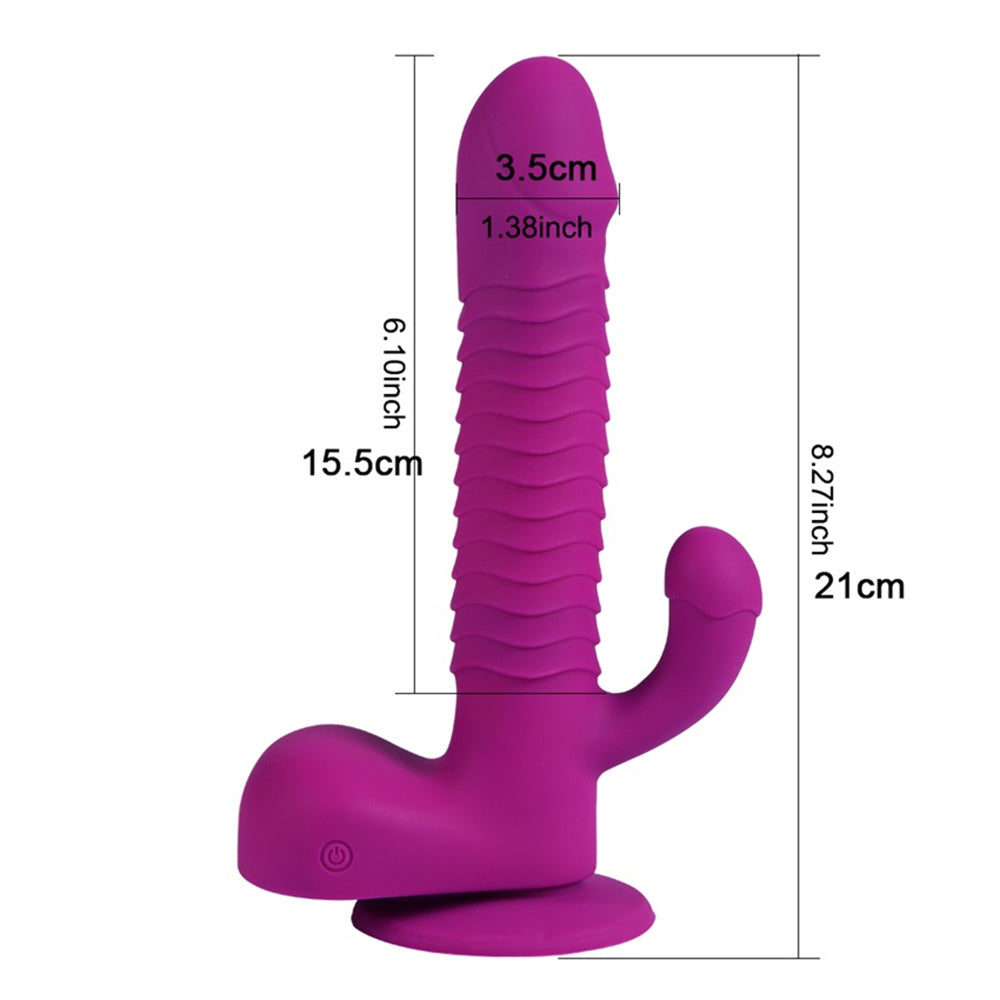 rosvibe - 360 Degree Rotating Telescopic Dildo Vibrator With Suction Cup Wireless Remote Control - rosvibe