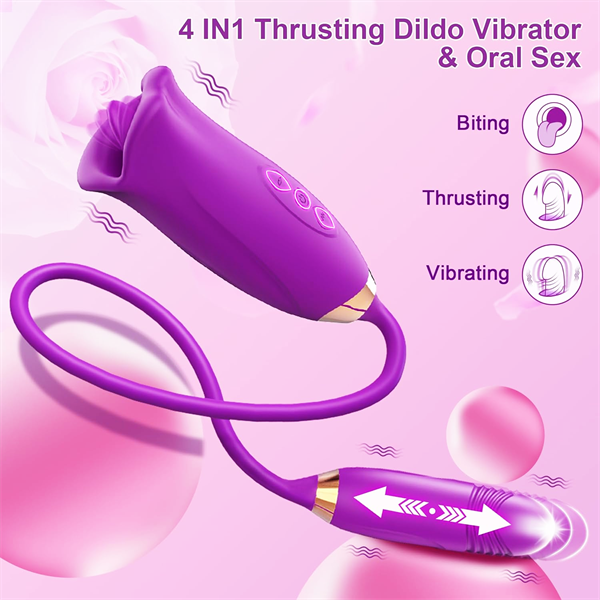 rosvibe - Rose Muncher Rose Kiss Tongue Vibrator With Thrusting Dildo Vibrator - rosvibe