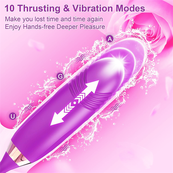 rosvibe - Rose Muncher Rose Kiss Tongue Vibrator With Thrusting Dildo Vibrator - rosvibe