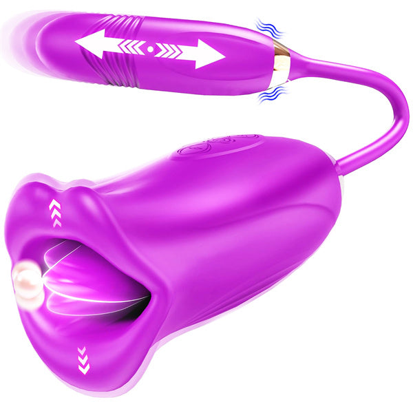 rosvibe - Rose Muncher Rose Kiss Tongue Vibrator With Thrusting Dildo Vibrator - rosvibe