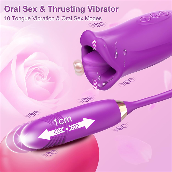 rosvibe - Rose Muncher Rose Kiss Tongue Vibrator With Thrusting Dildo Vibrator - rosvibe