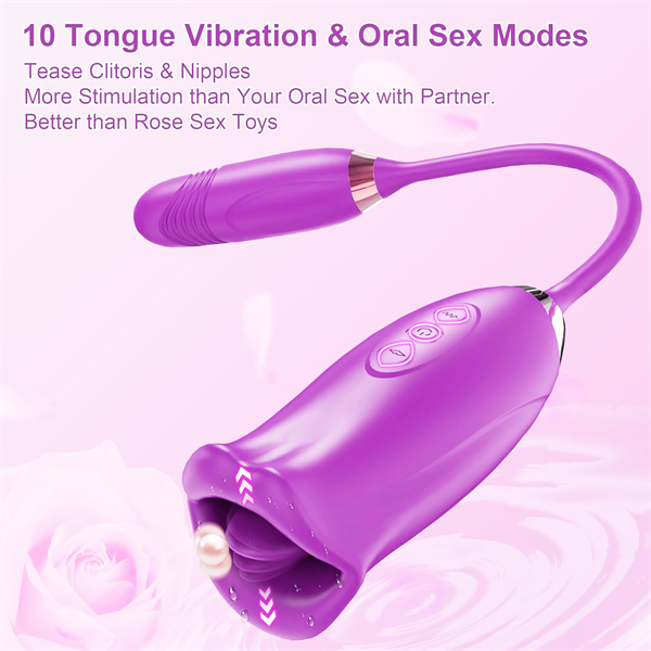 rosvibe - Rose Muncher Rose Kiss Tongue Vibrator With Thrusting Dildo Vibrator - rosvibe