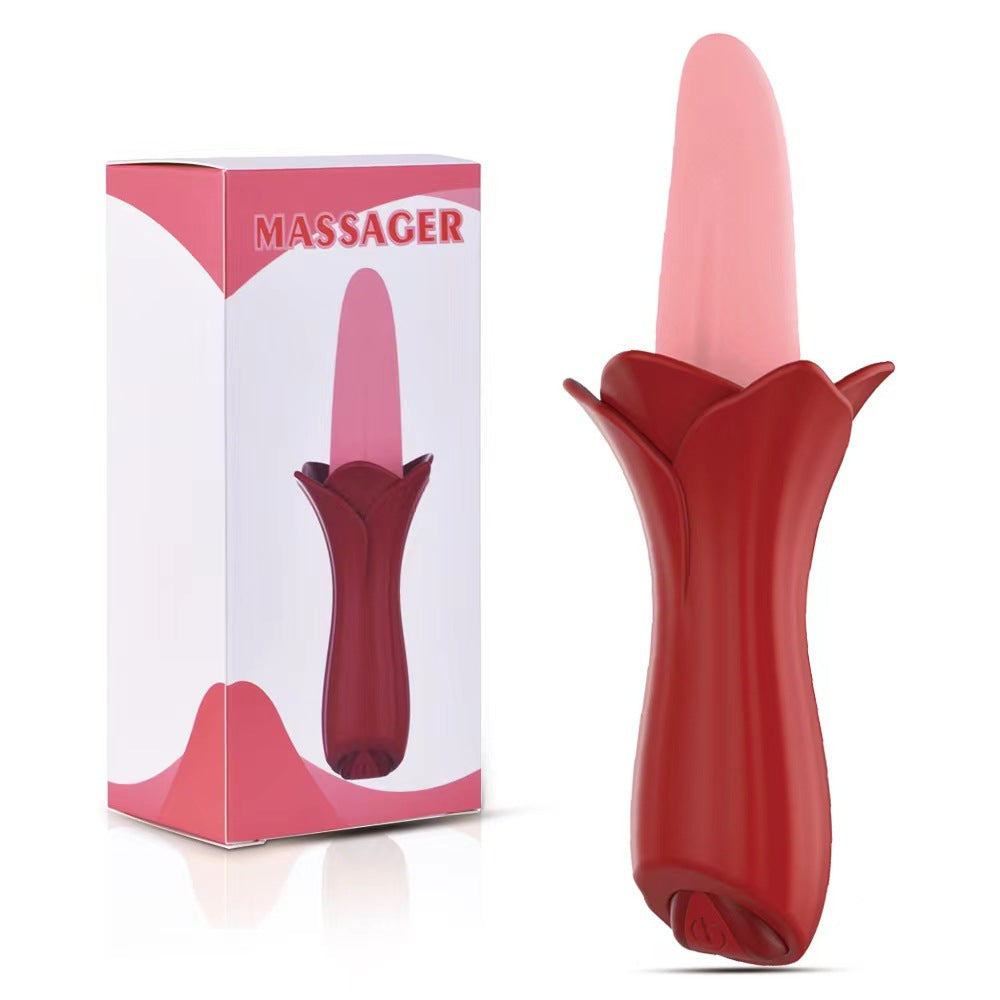 rosvibe - Rose Tongue Vibrating Stick Vaginal Licking Clitoris Stimulator - rosvibe