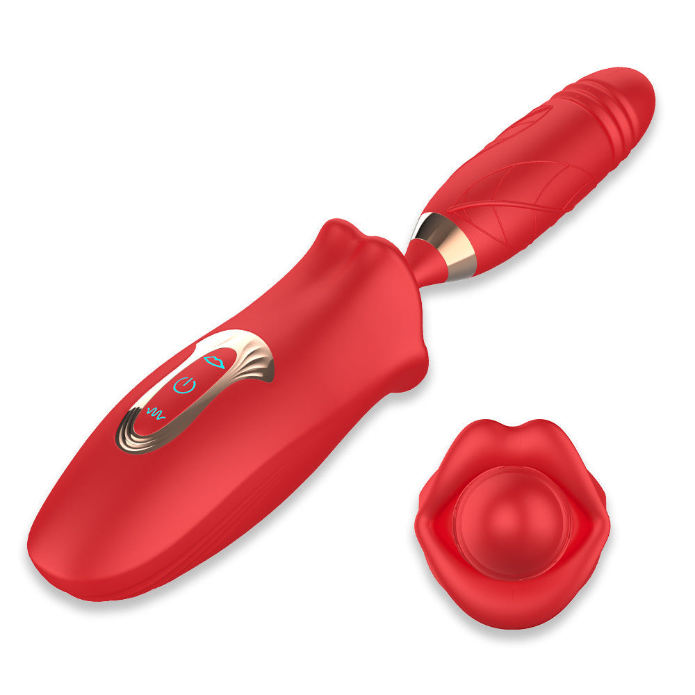 rosvibe - Rose Muncher Lip Tongue Suction Vibrator With Thrusting Dildo Vibrator - rosvibe