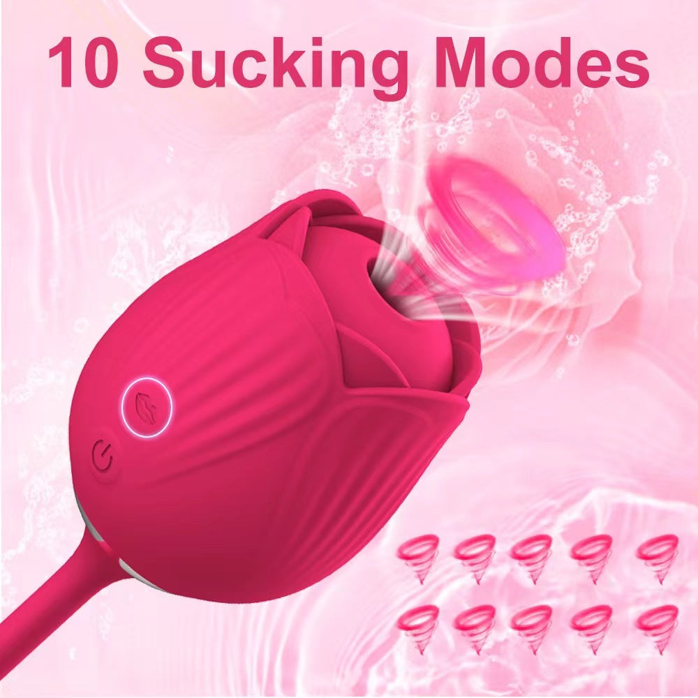 rosvibe - Rose Toy Vibrator Female Telescopic Egg Jumping Tongue Licker Sex Toys - rosvibe