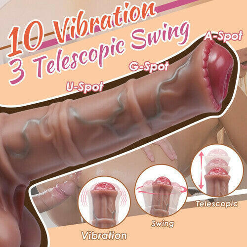 3 Telescopic Swing 10 Vibrating Heating Horsewhip Monster Dildo 8.66 Inch - rosvibe