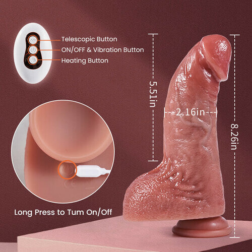 Derek Curved Glans Free Lubricant P and G Spot Stimulation Realistic Anal Dildo Thrusting Heating Vibrating - rosvibe