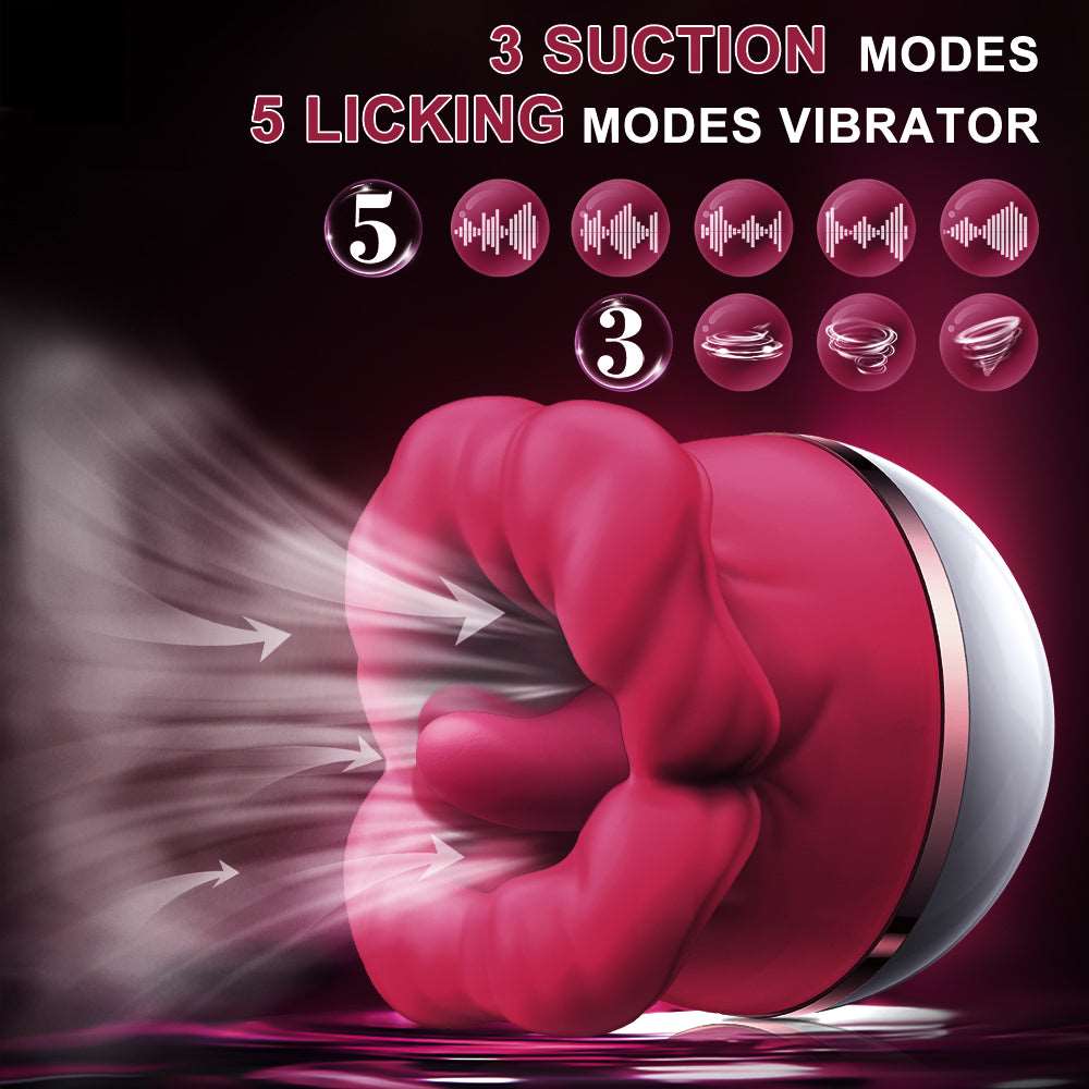 rosvibe - Big-Mouth Tongue Sucking Female Masturbator Massager Rechargeable Vibrator - rosvibe