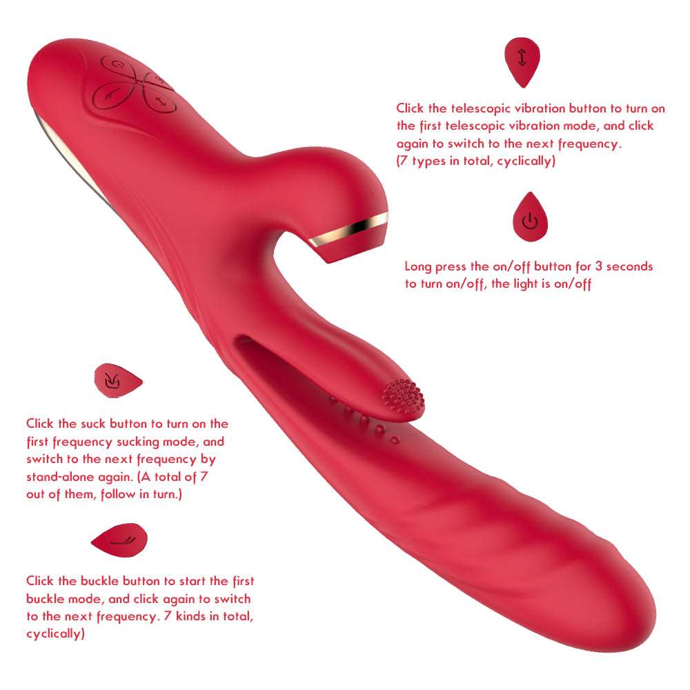 rosvibe - 3 in 1 Suction & Thrusting Vibrator With Tongue For Clitoris & G-spot