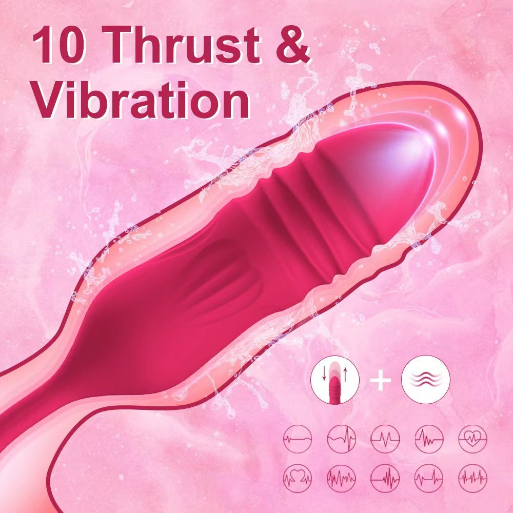 rosvibe - Rose Toy Vibrator Female Telescopic Egg Jumping Tongue Licker Sex Toys - rosvibe