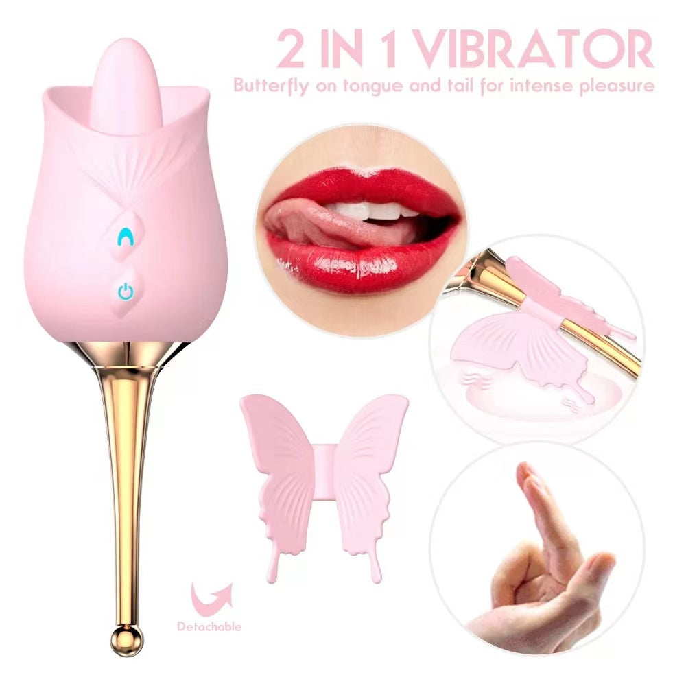 rosvibe - 10-Frequency Vibration Tongue Licking Rose Vibrator - rosvibe