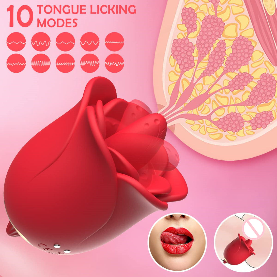 rosvibe -Rose Toys Nipples Clitorals Stimulator With Tongue For Women - rosvibe