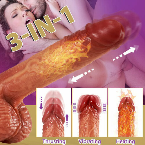 rosvibe - 3-in-1 Thrusting 5 Vibrations 42 â„?Heating Realistic Non-sticky Blush Dildo 9 Inch - rosvibe