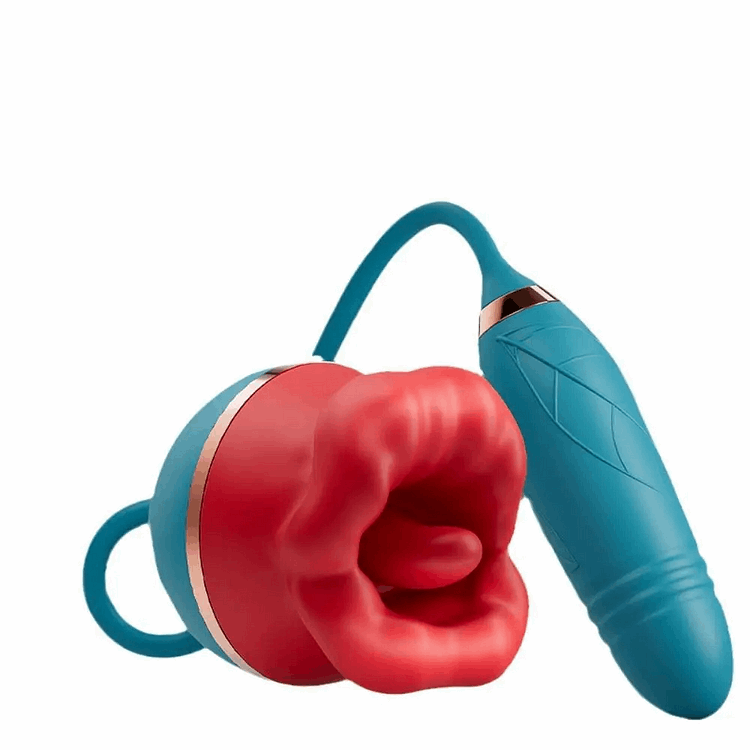 rosvibe - 3 In1 Big Mouth Sucking Tongue Licking Vibrator & Thrusting Bullet Vibrator