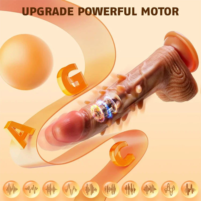 3 Thrusting & 9 Vibration G Spot Anal Stimulation Heating Dildo - rosvibe