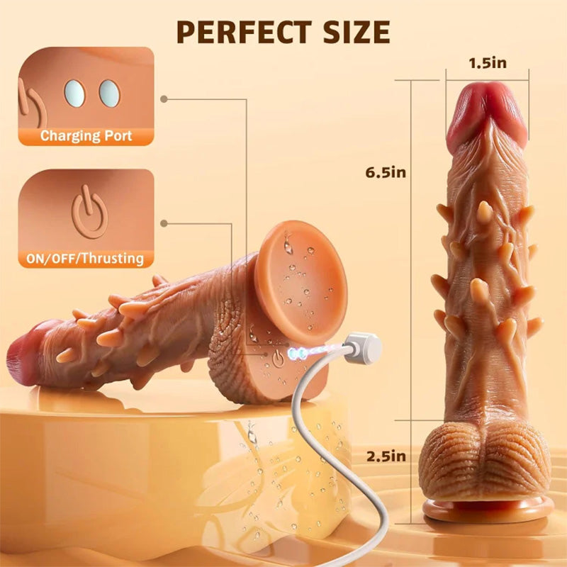 3 Thrusting & 9 Vibration G Spot Anal Stimulation Heating Dildo - rosvibe