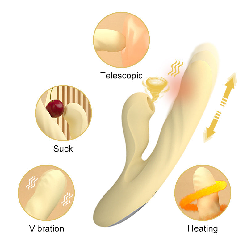 rosvibe - 7-Speed Suction 10-Speed Telescopic Automatic Heating Female Masturbator - rosvibe