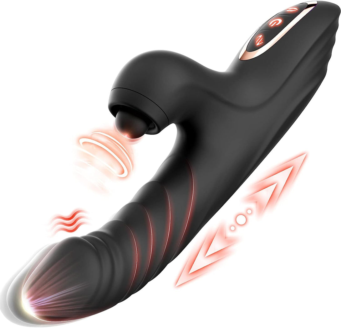 rosvibe - Thrusting Dildo Rabbit Vibrator for Women, Sex Toys Thrusting Vibrator Clitoris Stimulator with 10 Vibrations, 7 Thrusting Modes with Licking, G-spot Vibrators, Sex Toy for Women Couples Pleasure - rosvibe