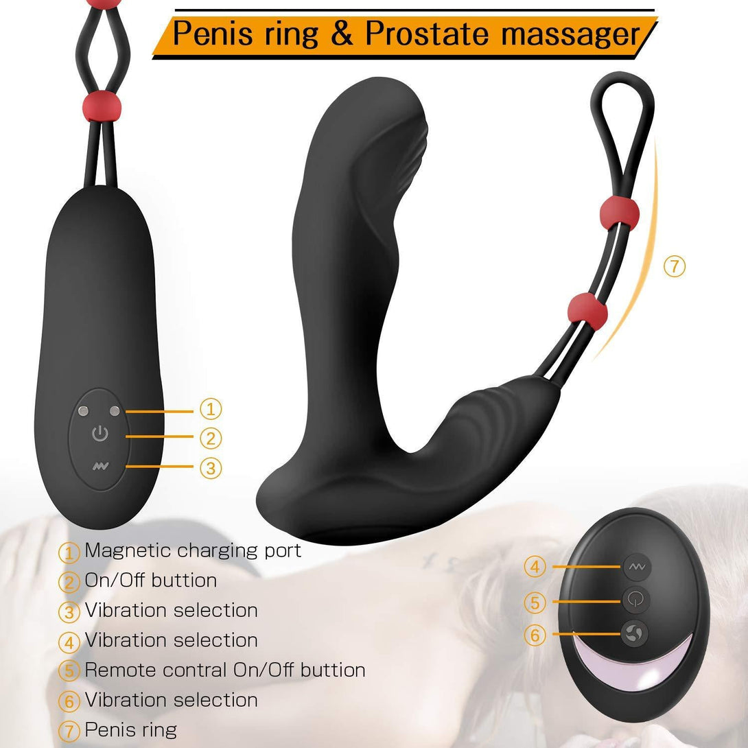 rosvibe - Men's wireless remote control backyard bead pulling 9-frequency vibrating anal plug prostate toy - rosvibe