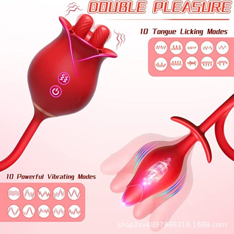 rosvibe - Romeo Double-pistil Tongue-licking Rose Toy With Vibrating Anal Plug - rosvibe