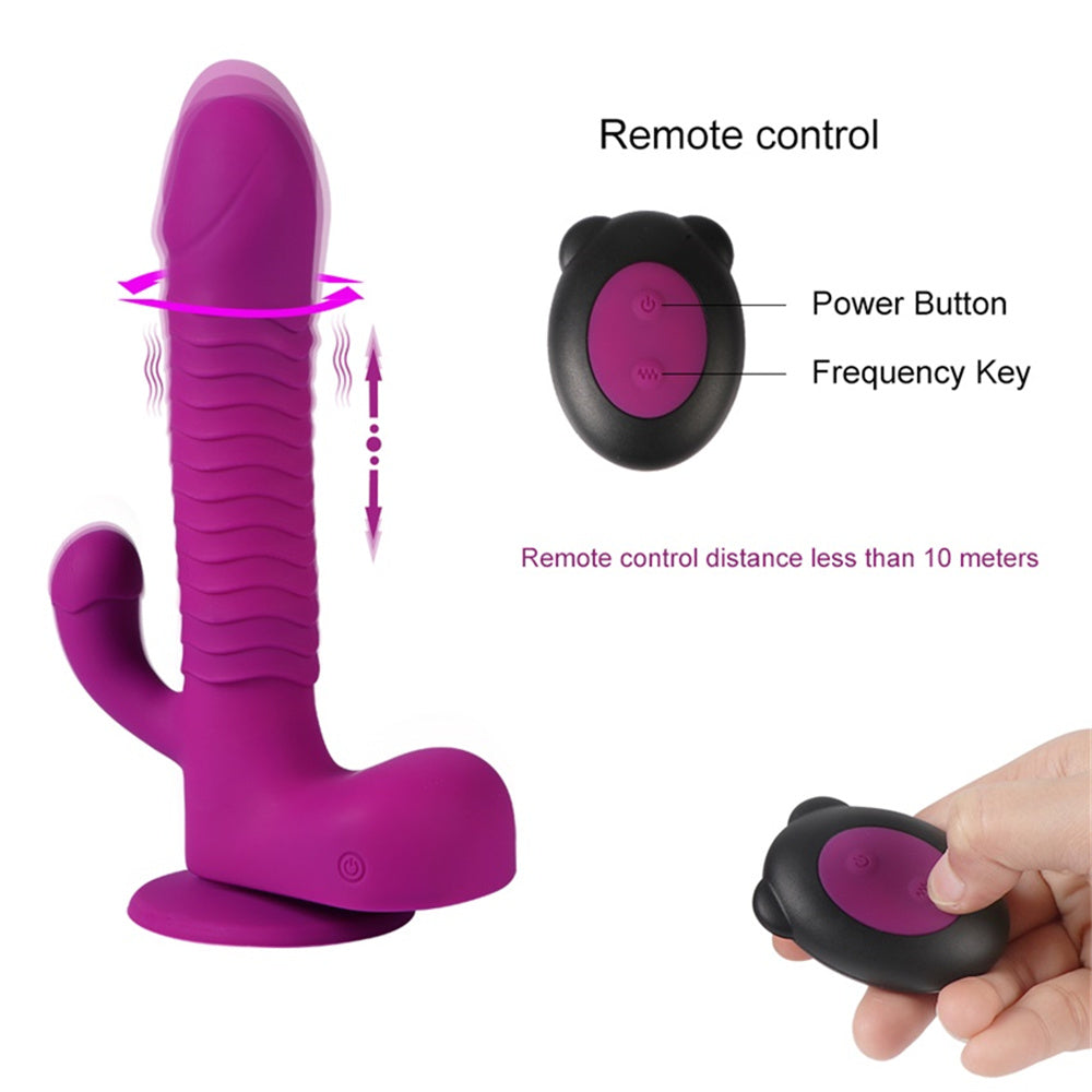 rosvibe - 360 Degree Rotating Telescopic Dildo Vibrator With Suction Cup Wireless Remote Control - rosvibe