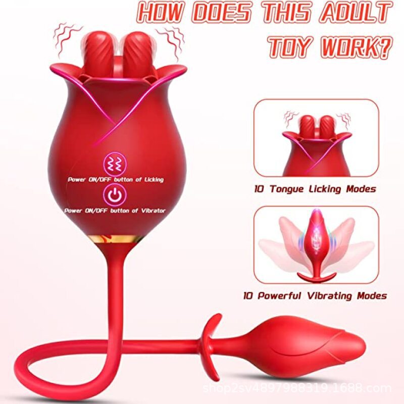 rosvibe - Romeo Double-pistil Tongue-licking Rose Toy With Vibrating Anal Plug - rosvibe