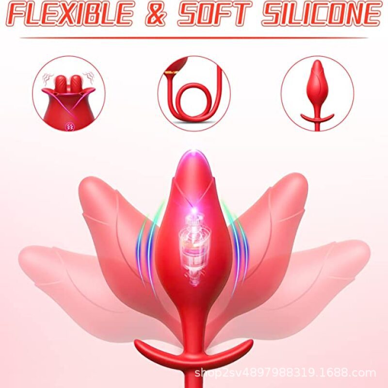 rosvibe - Romeo Double-pistil Tongue-licking Rose Toy With Vibrating Anal Plug - rosvibe