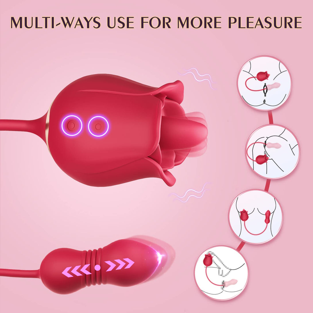 rosvibe - Rose Toy Vibrator Female Telescopic Egg Jumping  Tongue Licker Sex Toys - rosvibe