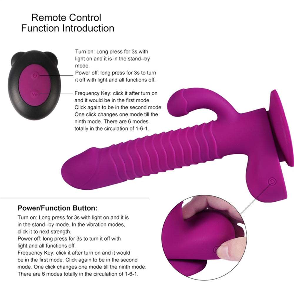 rosvibe - 360 Degree Rotating Telescopic Dildo Vibrator With Suction Cup Wireless Remote Control