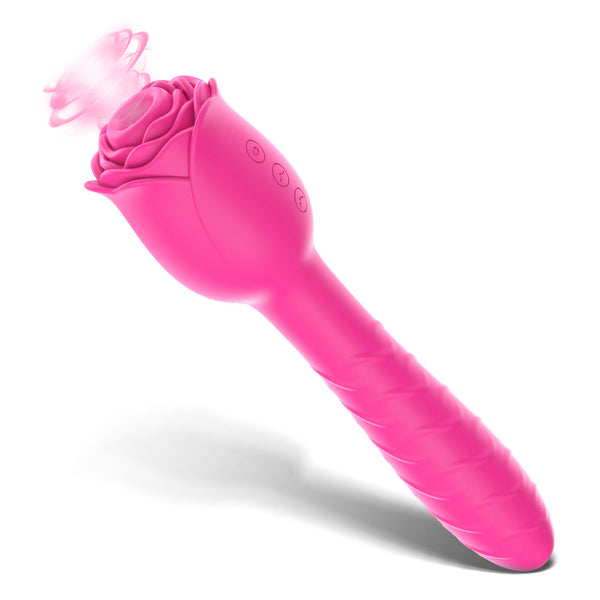 rosvibe - D3621 Scarlet 3-in-1 Telescopic Sucking And Shocking Handle Rose Vibrator - rosvibe