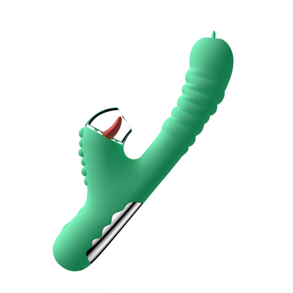 rosvibe - Small Dinosaur Vibrator - Multi-frequency Telescopic Tongue Sucking Clit Stimulation Vibrator - rosvibe