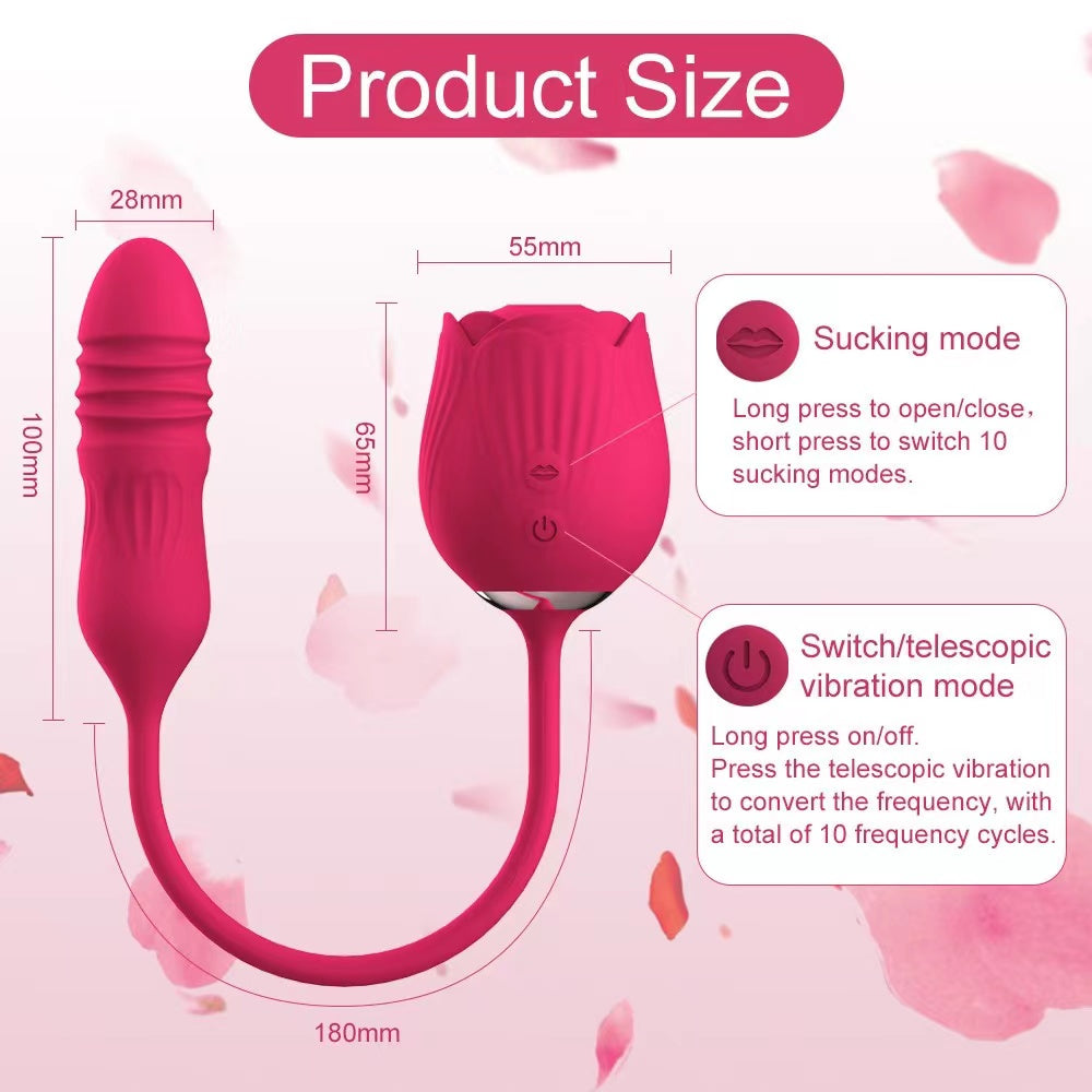 rosvibe - Rose Toy Vibrator Female Telescopic Egg Jumping Tongue Licker Sex Toys - rosvibe