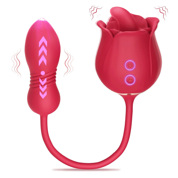 rosvibe - Rose Toy Vibrator Female Telescopic Egg Jumping  Tongue Licker Sex Toys - rosvibe