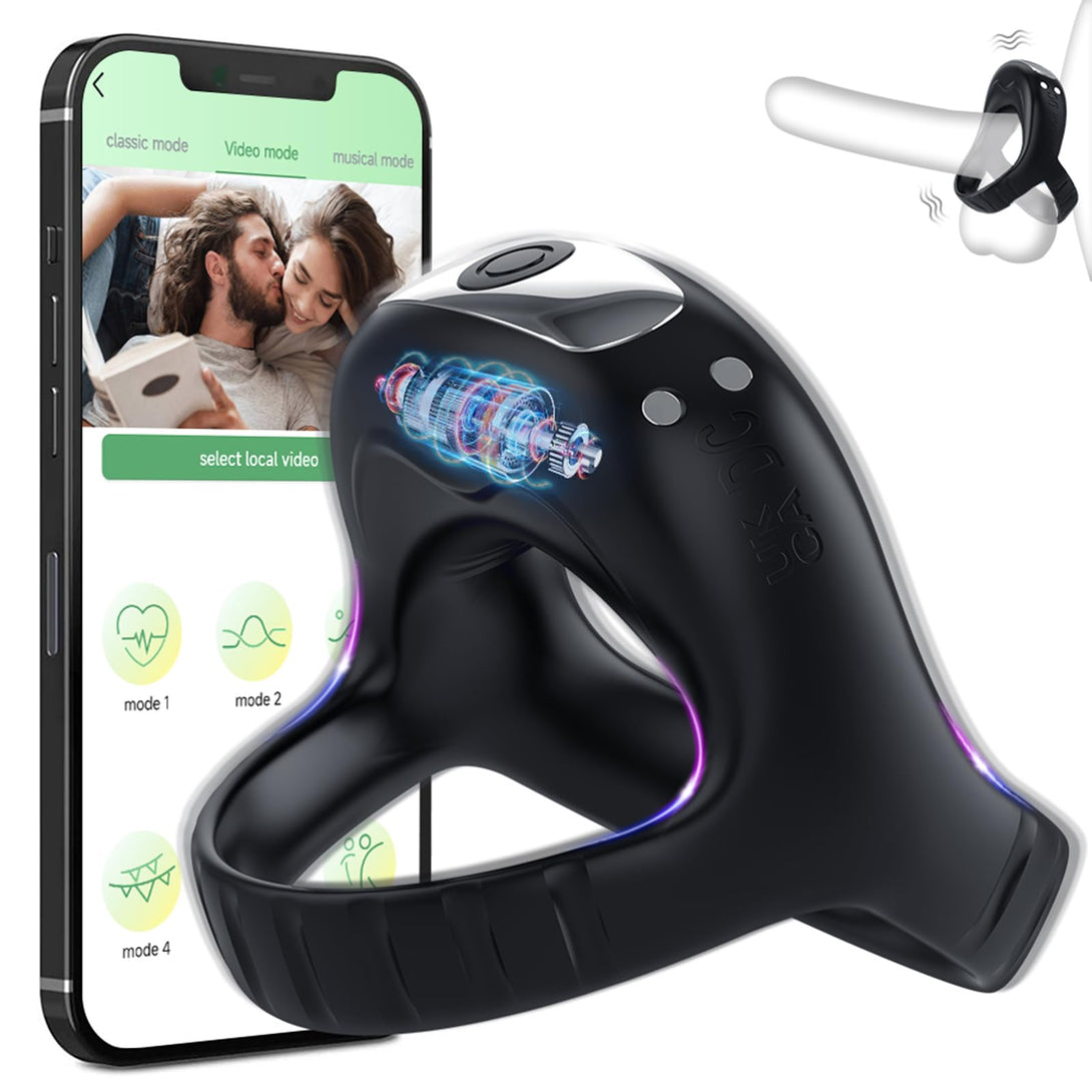 rosvibe - Vibrating Cock Ring with APP, Triangular Penis Ring with 10 Vibration Modes - rosvibe