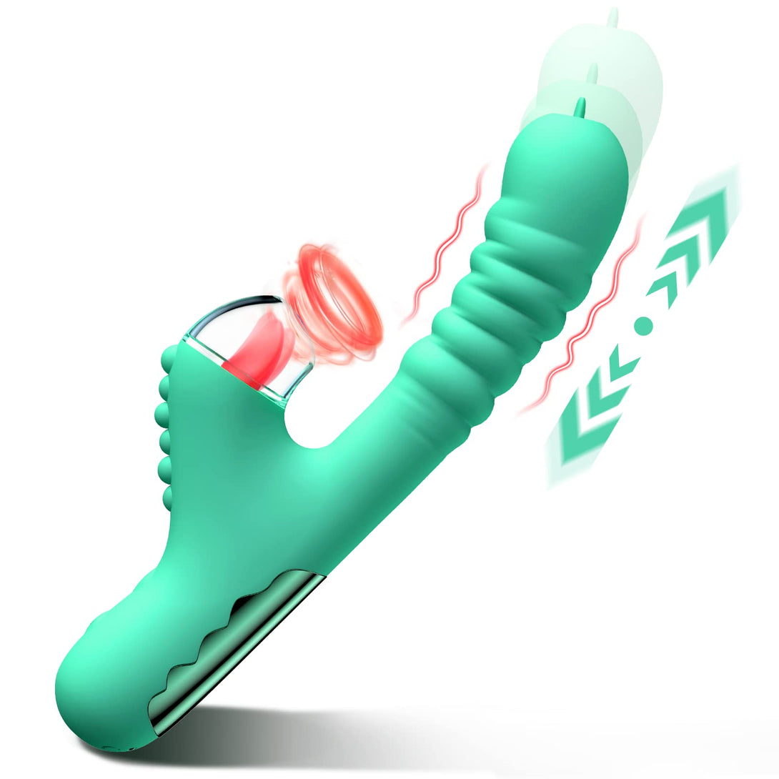 rosvibe - Small Dinosaur Vibrator - Multi-frequency Telescopic Tongue Sucking Clit Stimulation Vibrator - rosvibe