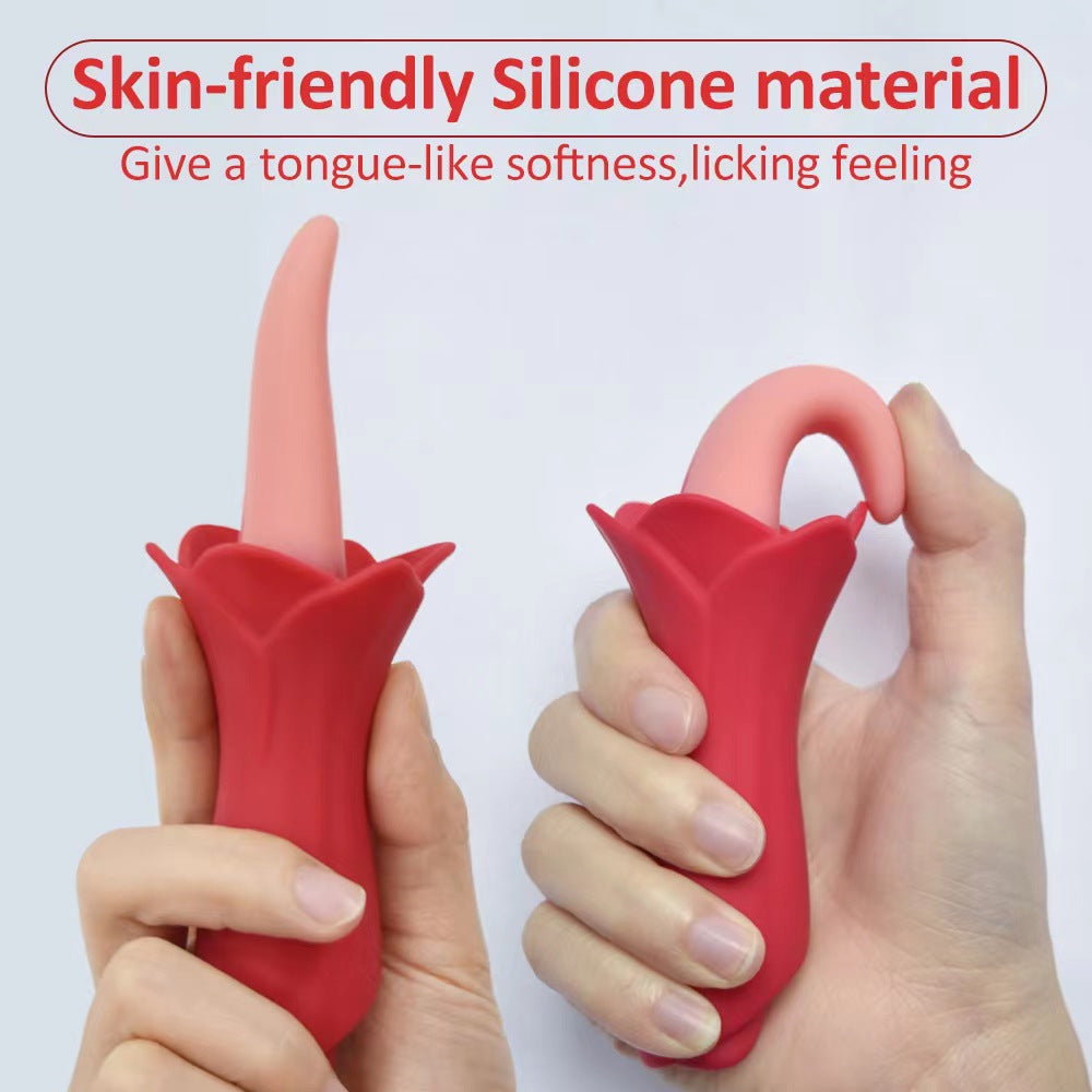 rosvibe - Rose Tongue Vibrating Stick Vaginal Licking Clitoris Stimulator - rosvibe