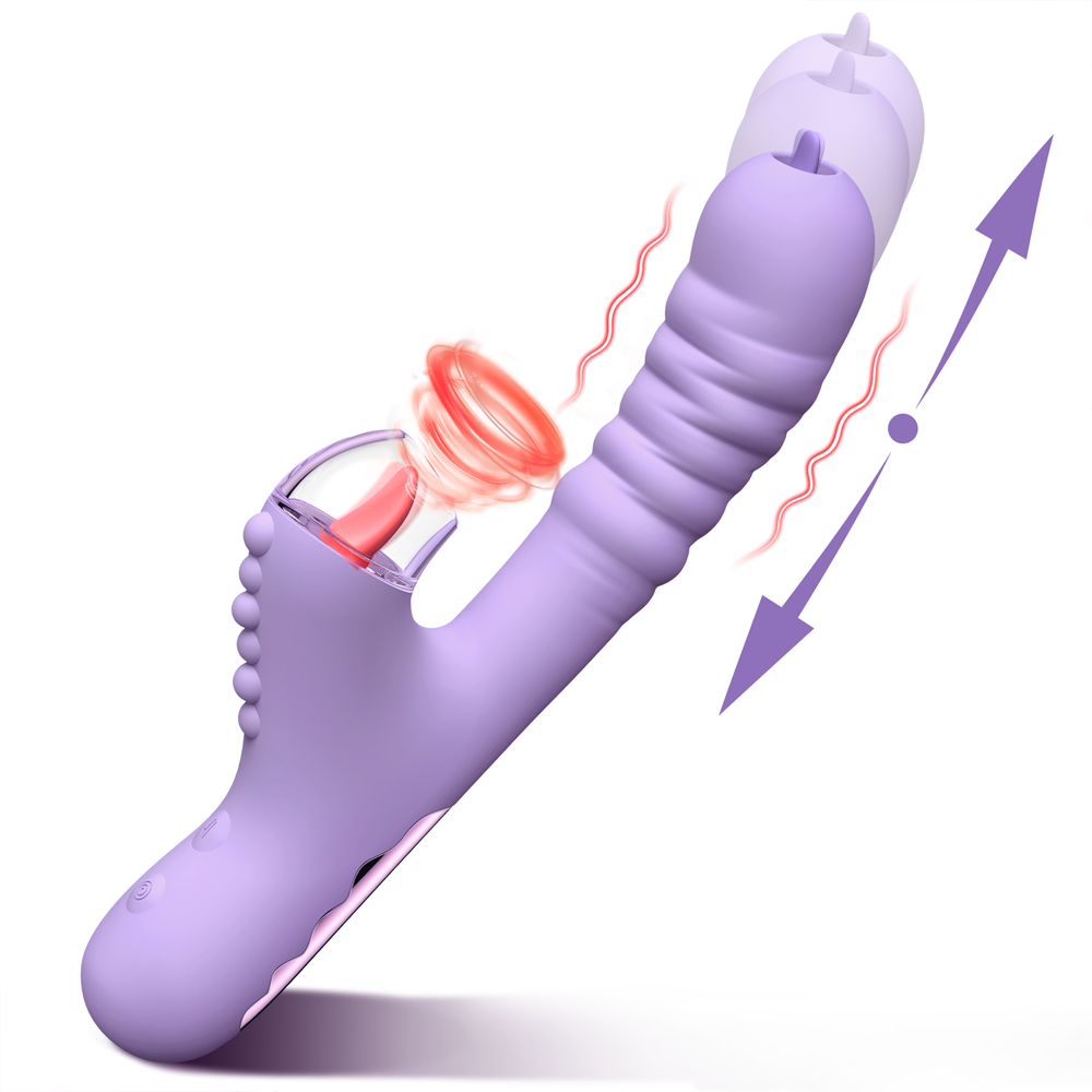 rosvibe - Small Dinosaur Vibrator - Multi-frequency Telescopic Tongue Sucking Clit Stimulation Vibrator - rosvibe