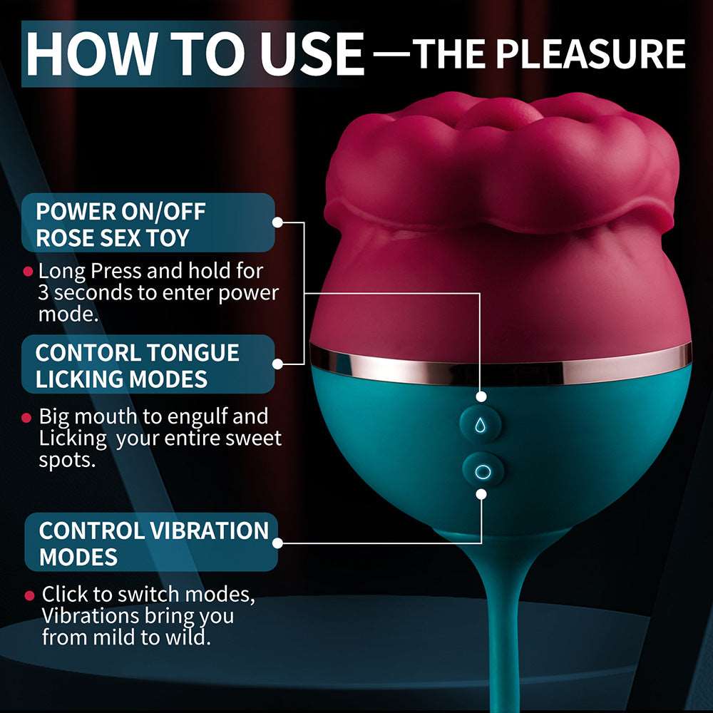 rosvibe - Big Mouth Vibrator 3 In1 Tongue Licking Suction G Spot Vibrator With Vibrating Dildo