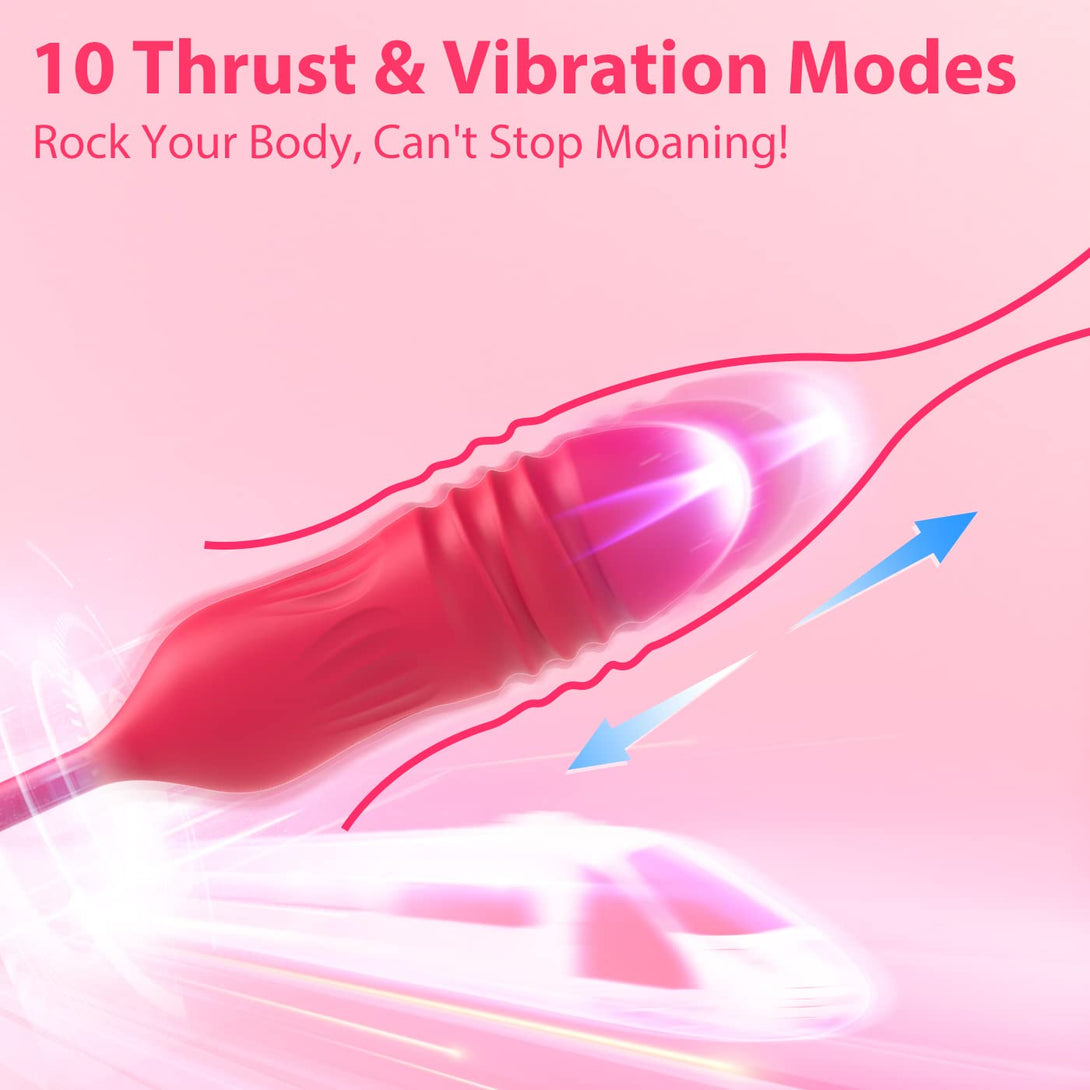 rosvibe - Rose Female Tongue Licking Egg Jumping Telescopic Masturbation Device Double-headed Vibrating Sex Toy - rosvibe