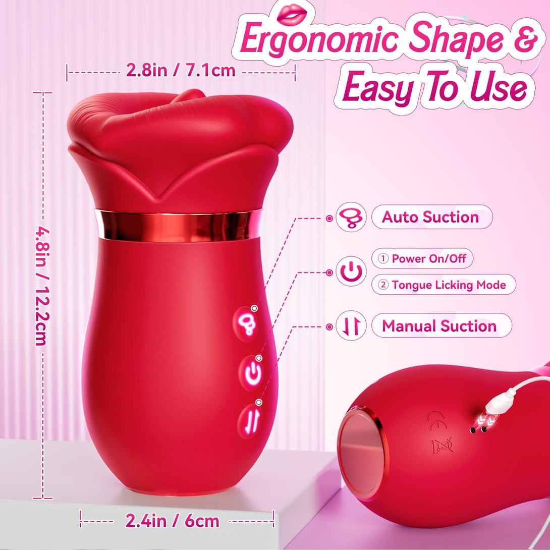 rosvibe - 4IN1 Mouth Sucking Vibrator Rose Sex Toy - rosvibe