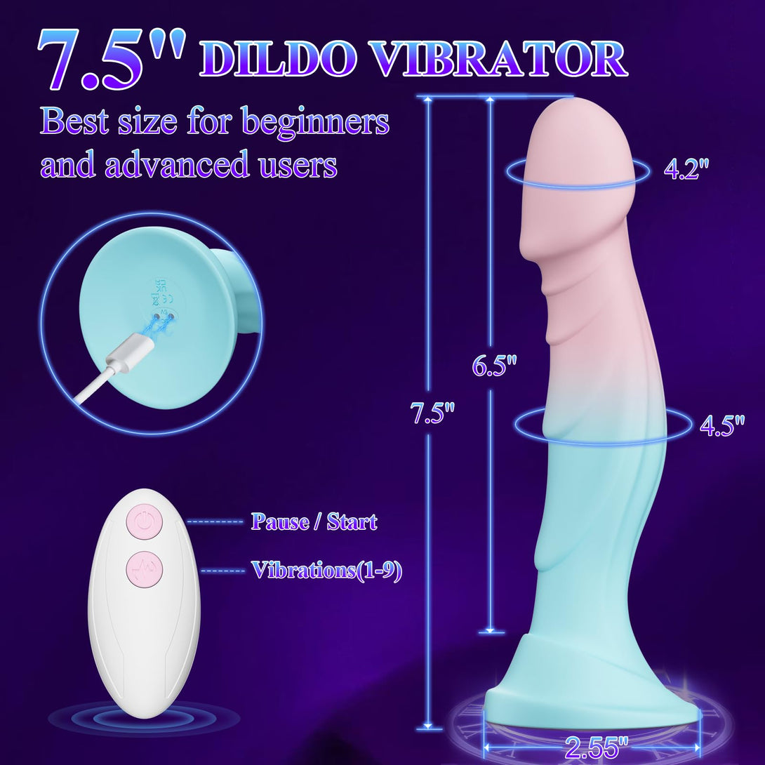 rosvibe 7.5â€?Silicone Realistic Dildos with Suction Cup for Women - rosvibe