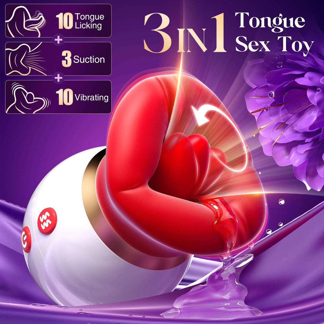 rosvibe - 3IN1 Big Mouth Shaped Sex Toy Sucking Vibrator Adult Toys