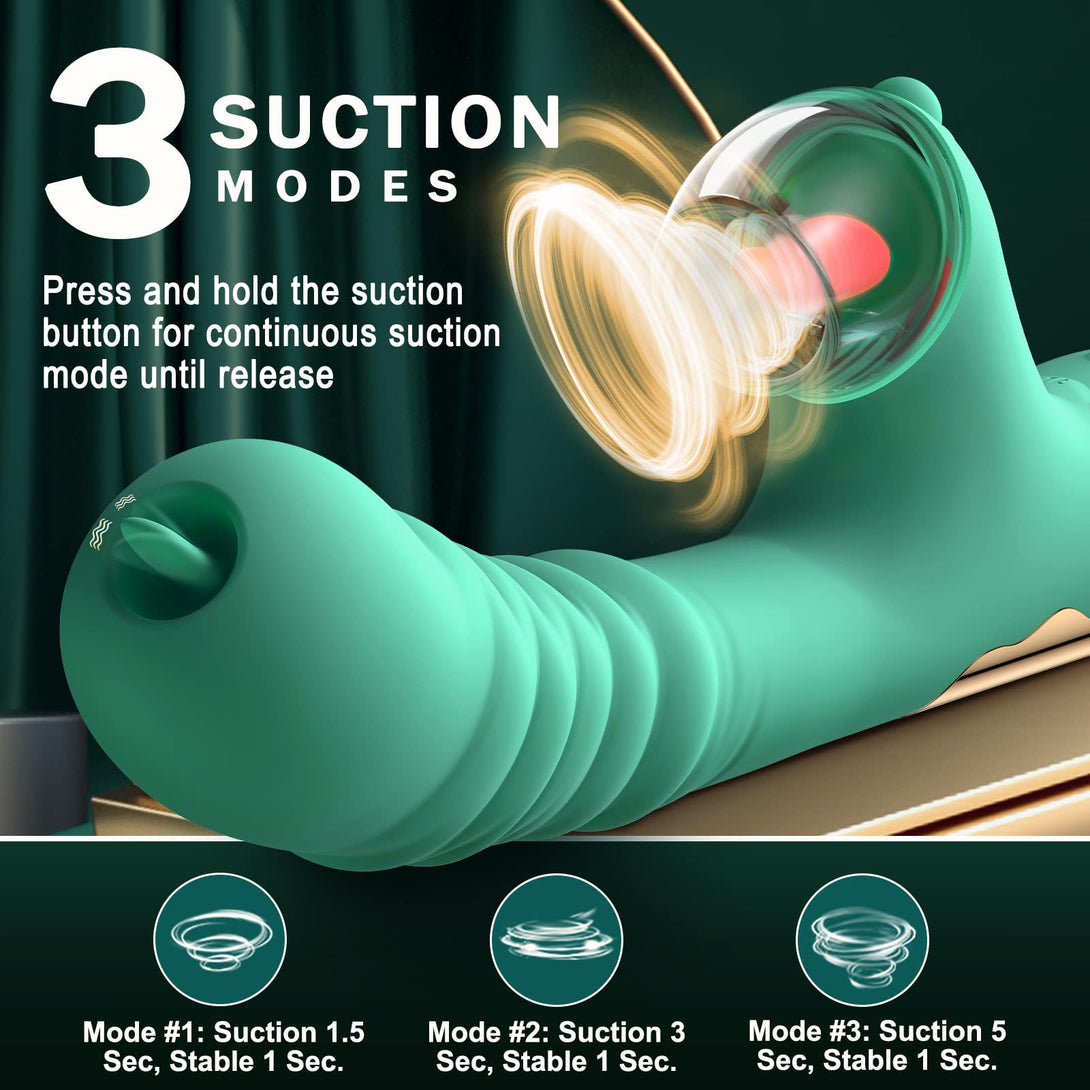 rosvibe - Small Dinosaur Vibrator - Multi-frequency Telescopic Tongue Sucking Clit Stimulation Vibrator - rosvibe