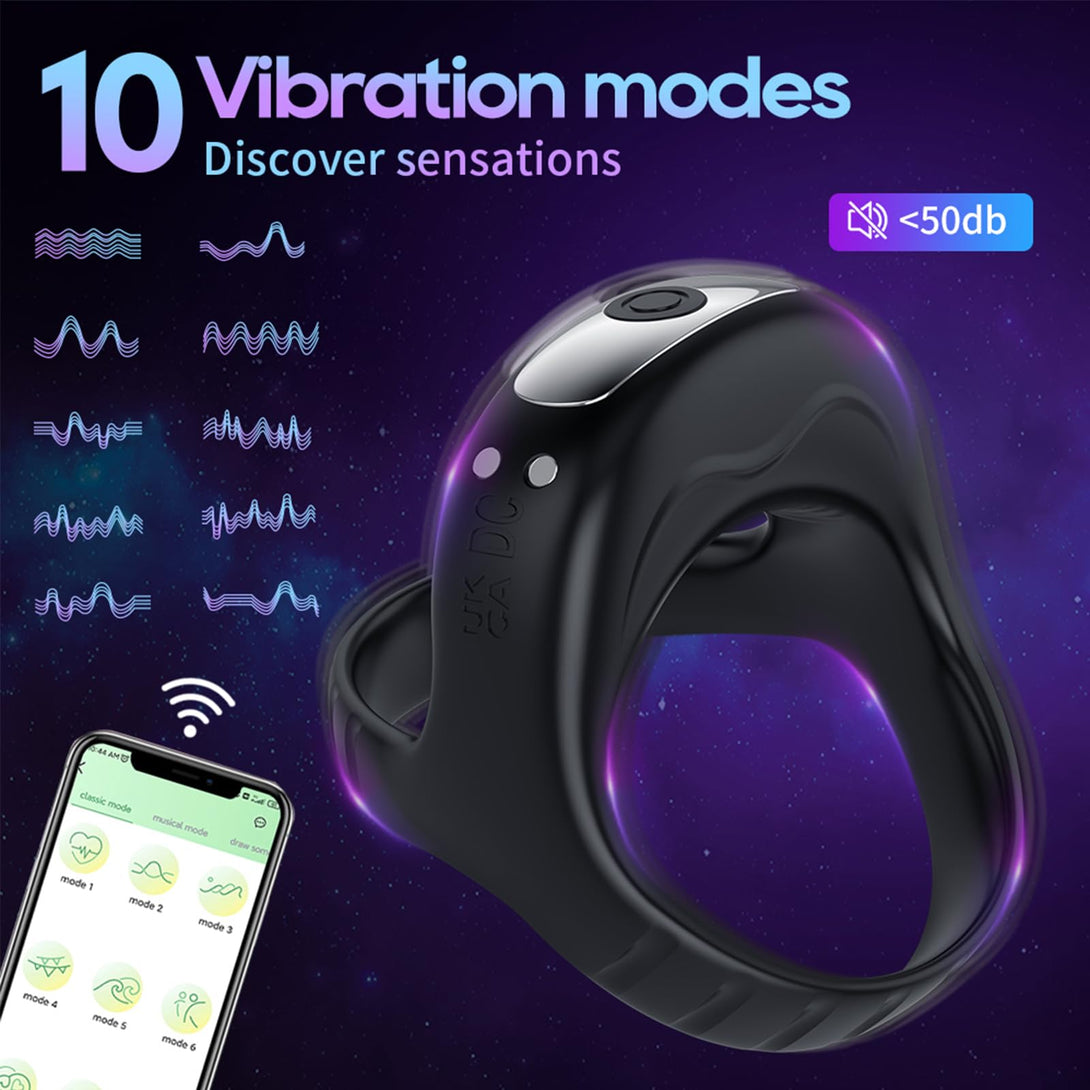 rosvibe - Vibrating Cock Ring with APP, Triangular Penis Ring with 10 Vibration Modes - rosvibe