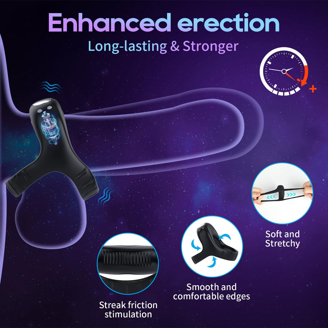 rosvibe - Vibrating Cock Ring with APP, Triangular Penis Ring with 10 Vibration Modes - rosvibe