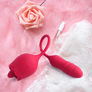 rosvibe - Rose Female Tongue Licking Egg Jumping Telescopic Masturbation Device Double-headed Vibrating Sex Toy - rosvibe