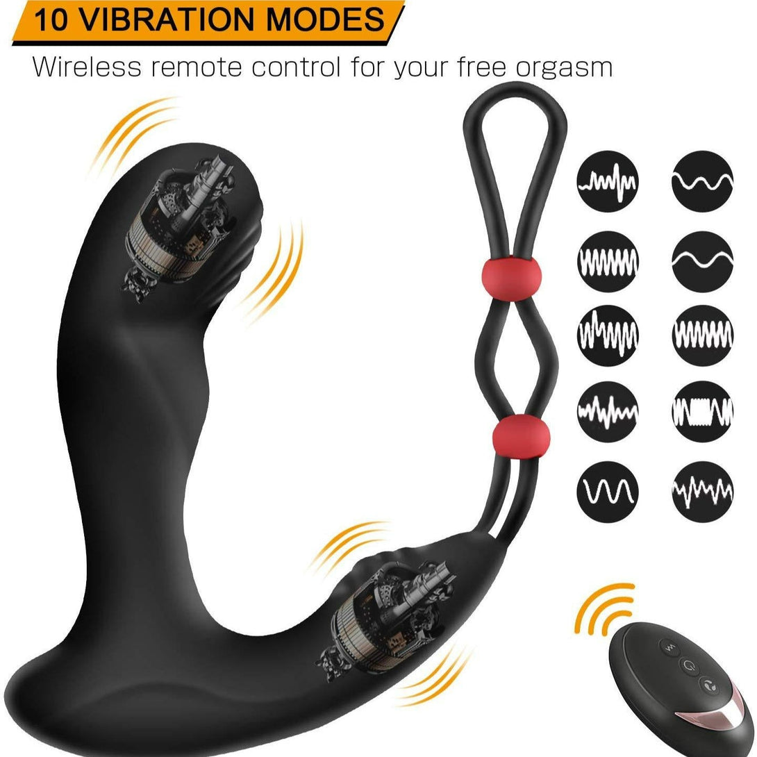 rosvibe - Men's wireless remote control backyard bead pulling 9-frequency vibrating anal plug prostate toy - rosvibe