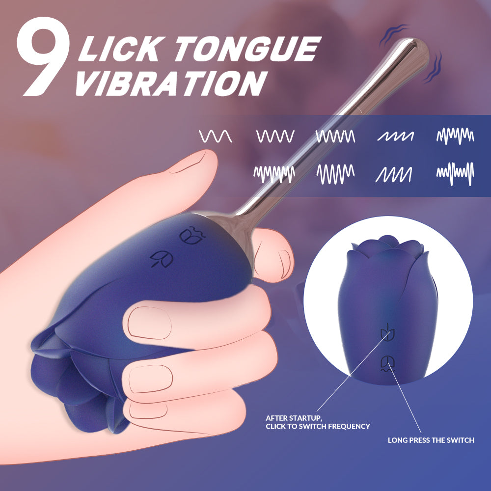 Silicone Rose Vibrator With Tongue Lickingfor Women - rosvibe